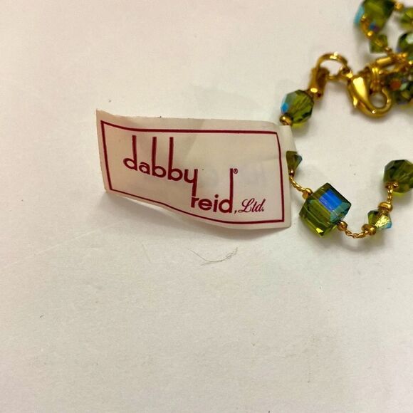 Dabby reid olive faux stone Leif iridescent green crystal gold color chain - Picture 5 of 5